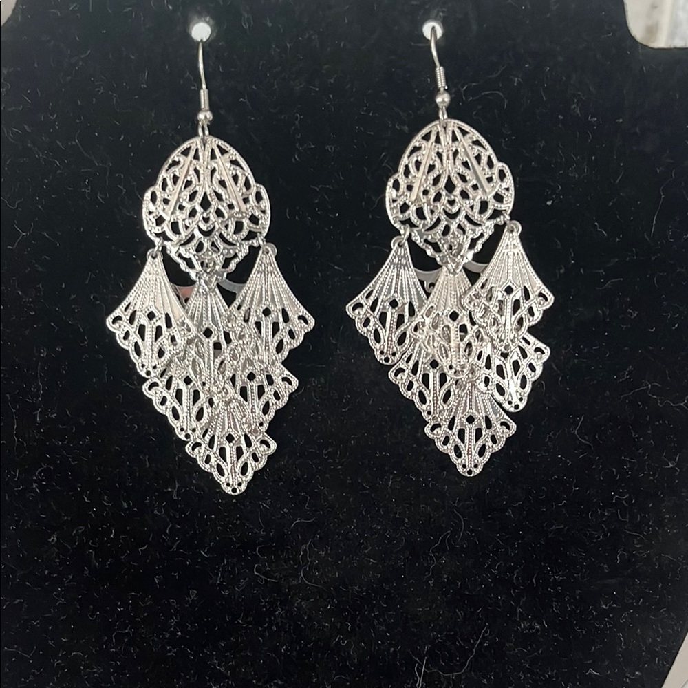 Intricate Silver Chandelier Earrings